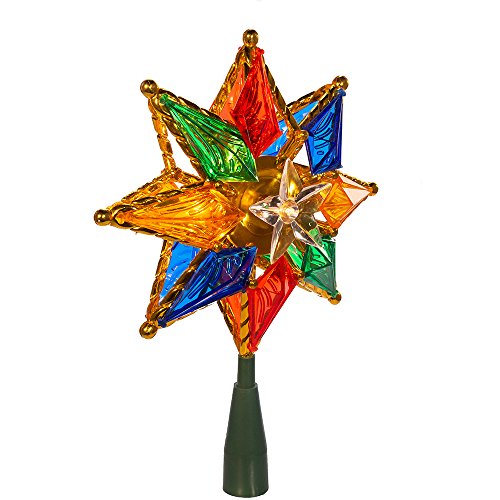 Kurt Adler 10-Light 8-Point Star Christmas Treetop, 8-Inch, Multi-Colored