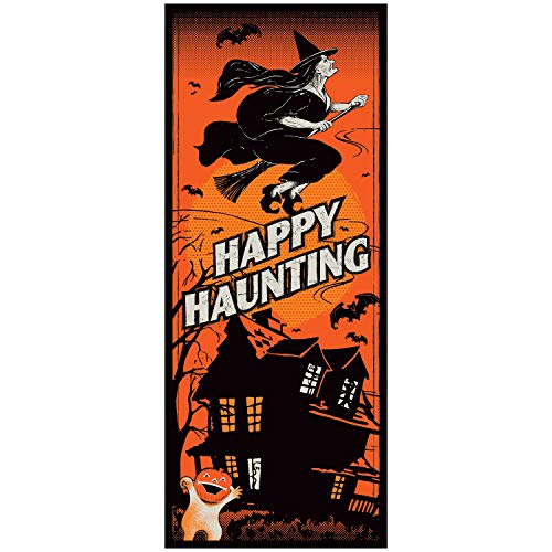 Beistle Witch, Bats, and Haunted House Plastic Door Cover- 1 pc.