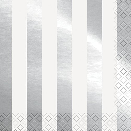 Unique Industries Foil Silver Striped Luncheon Napkins, 16ct