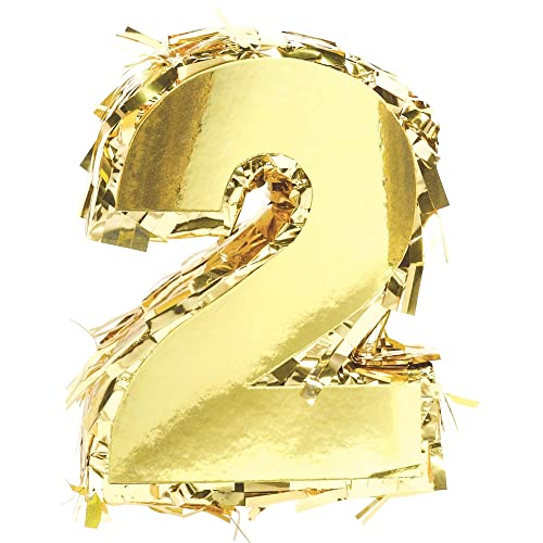 amscan 242093 Party Decorations, Foil Number Mini Pinata 2", Party Supplies, Gold, 6 x 4 1/2 x 2 inches