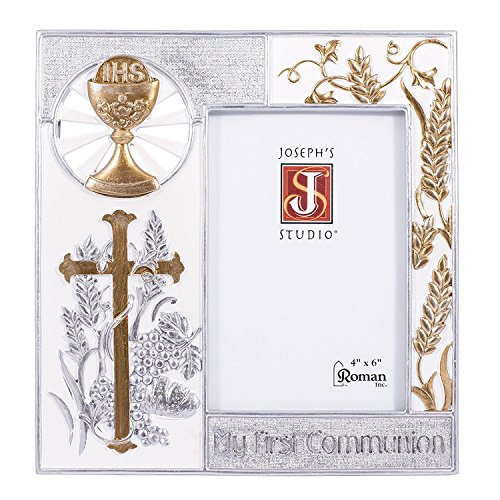 Roman 8" Resin My First Communion Photo Frame with Gold and Silver Finish