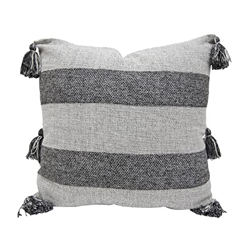 Foreside Home & Garden Hand Woven Black Cotton & Polyester with Polyester Fill Throw Pillow