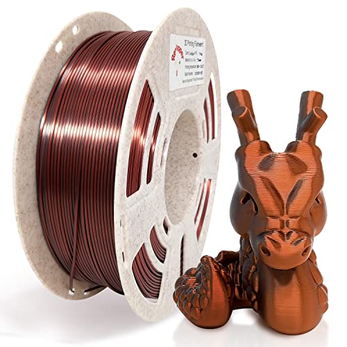 Reprapper Dual Color Filament Coextrusion PLA Filament 1.75mm for 3D Printer & 3D Pen, Multicolor Like Rainbow PLA, 2.2lbs (1kg), Silk PLA Silver & Copper