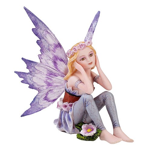 Pacific Trading Giftware Small Playful Purple Flower Fairy Figurine Made of Polyresin