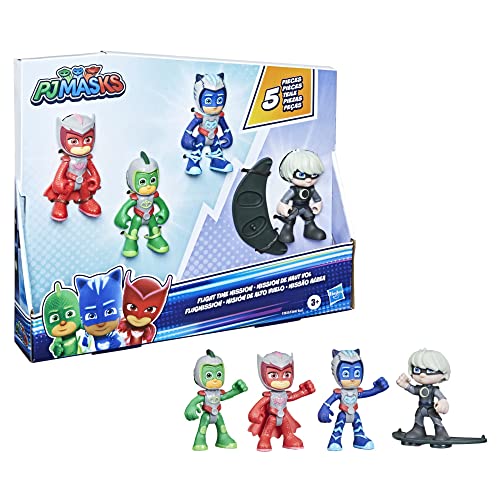 Hasbro PJ Masks Flight Time Mission Action Figure Set, Preschool Toy for Kids Ages 3 and Up, Includes 4 Action Figures and 1 Accessory