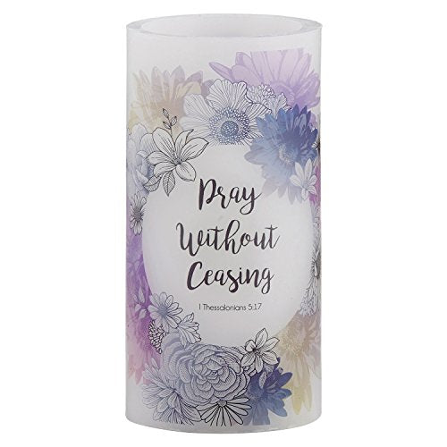 Creative Brands CB Gift Heart Led Candle, 3" x 6", Pray Without Ceasing -1 Thessalonians 5:17