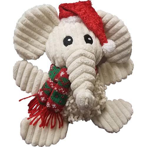 Pet Lou Holiday Natrual Plush Pet Toys for Dogs with Squeakers and Crinkle for Medium and Small Size Dogs (10 INCH, 10" CHR Natural Elephant)