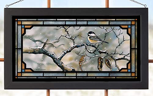 Wild Wings(MN) Wild Wings 5386500035 Resolve to Winter Chickadee Stained Glass Art, 23-inch Width