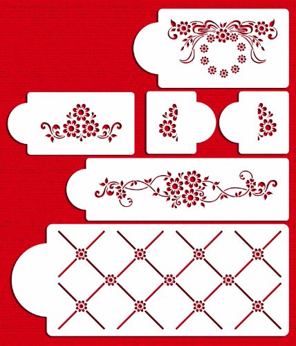 Designer Stencils Four Tier Daisy Lattice Set Cake Stencil, Beige/semi-transparent