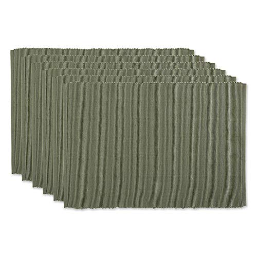 DII Design 100% Cotton Basic Ribbed Placemat Set, Artichoke, 13x19, 6 Piece