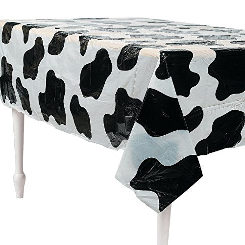 Fun Express Cow Print Plastic Tablecloth - Farm Party Supplies
