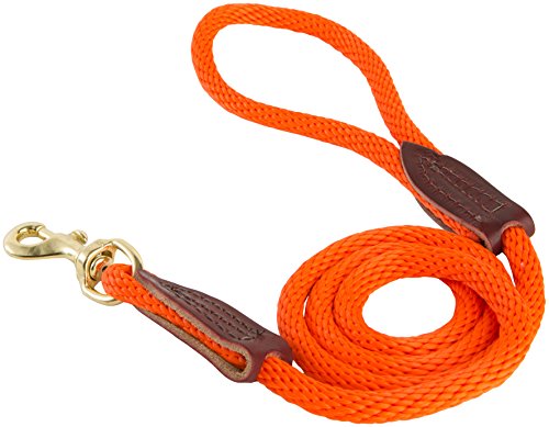 OmniPet Leather Brothers Rope Dog Lead with Brass Snap, 6-Feet, Orange