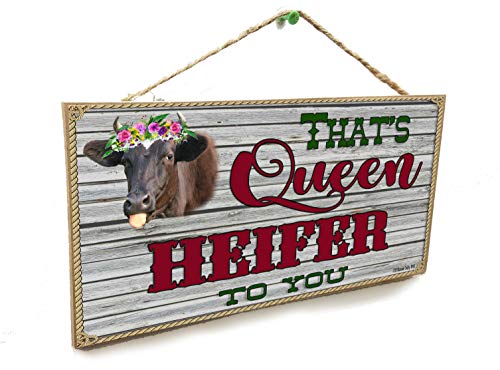 Blackwater Trading 5"x10" That's Queen Heifer to You Diva Cow Sign Country Farmhouse Decorations Wall Plaque Decor