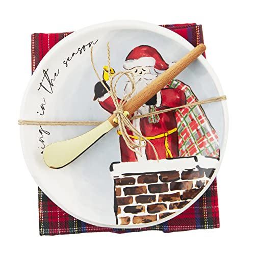Mud Pie Ring In The Season Tartan Santa Appetizer Set, 26-inch