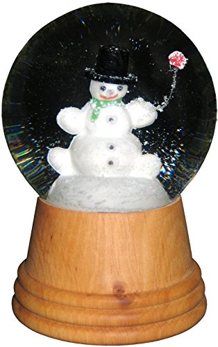 Alexander Taron Importer 2406 Perzy Snowglobe, Medium Snowman with Wooden Base-5" H W x 3" D, 5" x 3" x 3", Brown
