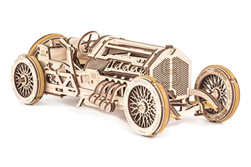 Ukidz UGears Mechanical Models 3-D Wooden Puzzle - Mechanical U-9 Grand Prix Car