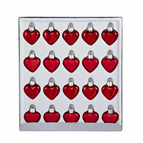 Kurt Adler Petite Treasures Mini Red Heart Ornament, Set of 20