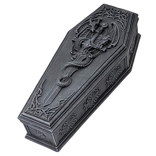 Pacific Trading Summit Collection Gothic Dragon Sword Coffin Keepsake Box Collectible Sculpture Trinket Box 10 Inches
