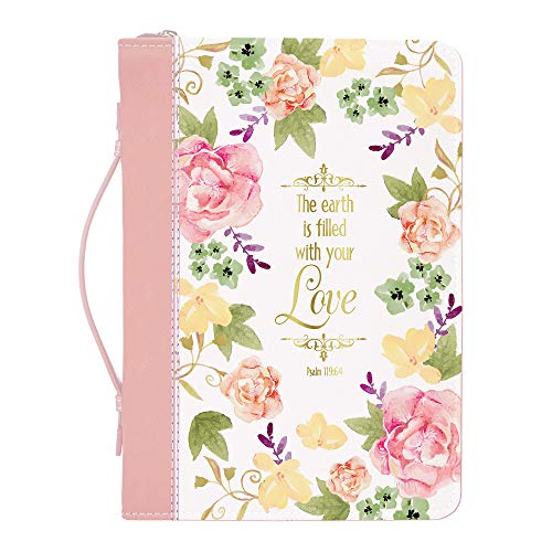 Divinity Filled with Your Love Watercolor Garden Large Faux Leather Bible Cover