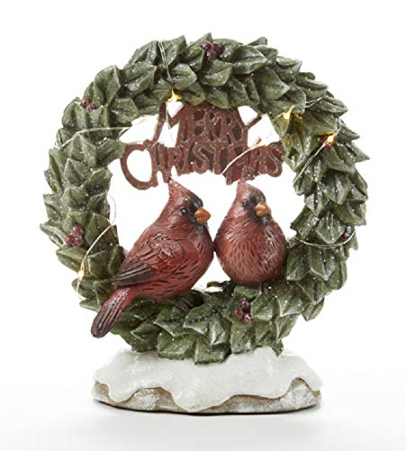 Delton 5768-8 Resin LED 2 Cardinals on Wreath, 7.6 x 8.6 inches