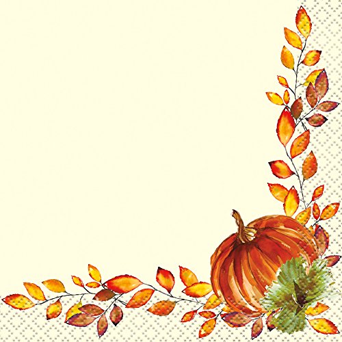 Unique Industries Unique Watercolor Fall Pumpkins Beverage Napkins 10", 16 Ct.
