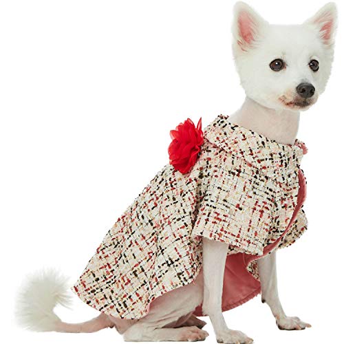 Blueberry Pet Multicolor Cool Tone All-Weather Dog Poncho Cape with Detachable Flower, Back Length 12", Pack of 1 Clothes for Dogs