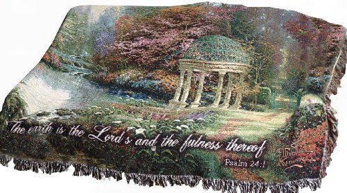 Manual Inspirational Collection Tapestry Throw with Verse, Garden of Prayer by Thomas Kinkade, 60 X 50-Inch