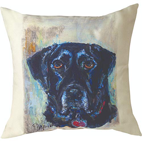 Manual Woodworkers SLPLLB 18 x 18 in. Pet Love Black Lab Outdoor Pillow