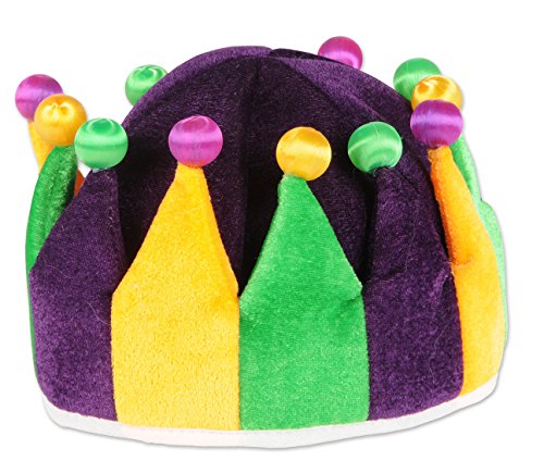 Beistle Plush Fabric Jester Crown For Mardi Gras Party Medieval Theme Hats