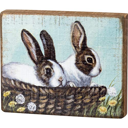 Primitives by Kathy, 105424, Bunnies Wooden Block Sign, Easter