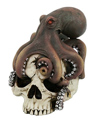 Pacific Trading Giftware Nautical Kraken Octopus Wrapped Around Skull Deadly Ocean Pirate Figurine 5.25"