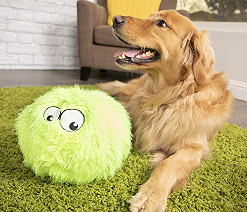 Worldwise goDog Furballz with Chew Guard Technology Durable Durable Plush Squeaker Dog Toy, Extra Large, Lime