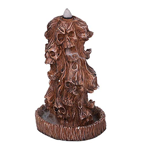Pacific Trading Giftware Skeleton Face Backflow Incense Tower Figurine