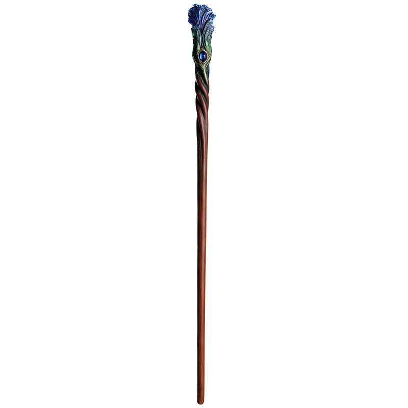 Veronese Design 14 Inch Sapphire Plume Peacock Magic Wand Resin Collectible Hand Painted Wizard Prop