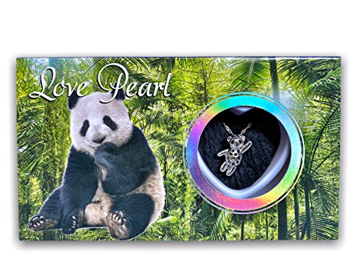 Puka Creations Love Wish Pearl Kit Chain Necklace Kit Pendant Cultured Pearl in Kit Set with Stainless Steel Chain 16" (Panda)