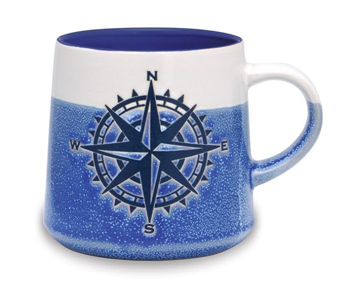 Cape Shore Artisan Coffee Tea Mug Cup, Compass Rose Gifts for Birthday Christmas, 16 Oz