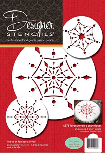 Designer Stencils Large Jeweled Snowflakes Stencils, Beige/semi-transparent