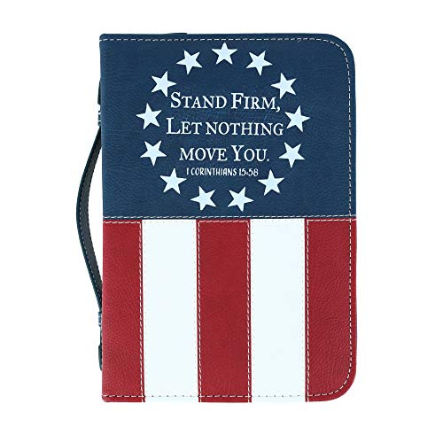 Divinity Boutique Stand Firm Patriotic Bible Cover Case, Large, Navy