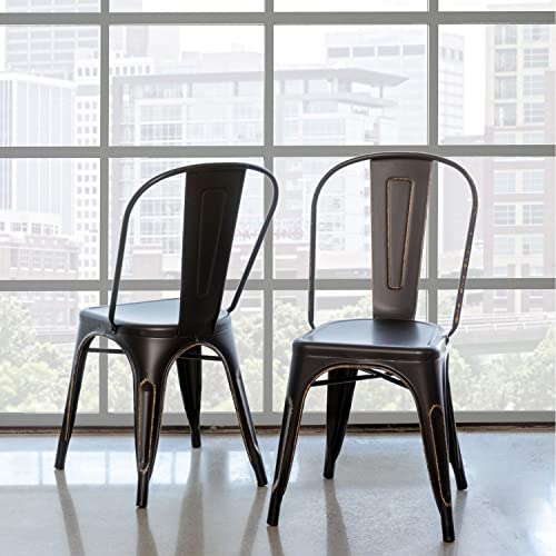 Park Hill Collection EFS81071 Antique Black Metal Bistro Chair, 34-inch Height