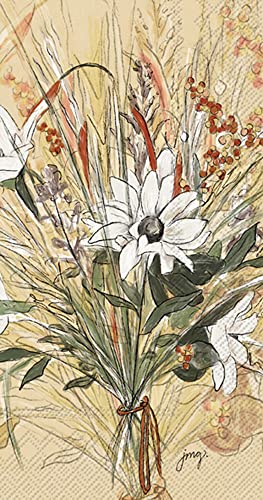 Boston International IHR 3-Ply Guest Towel Buffet Fall Autumn Halloween Thanksgiving Paper Napkins, 16-Count, Autumn Florals