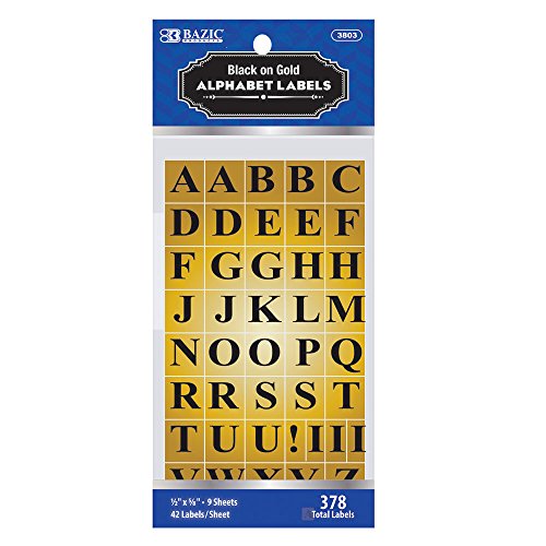 BAZIC Gold Foil Alphabet Label (378/Pack)
