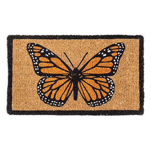 Abbott Collection  Home 35-FWD-GA-893 Single Monarch Doormat, Natural/Orange