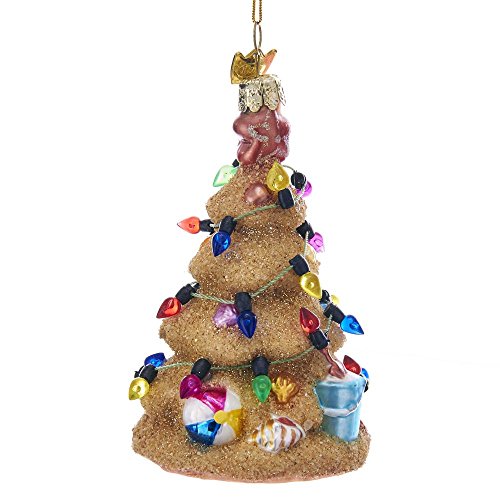 Kurt Adler Noble Gems Sand Christmas Tree Glass Ornament