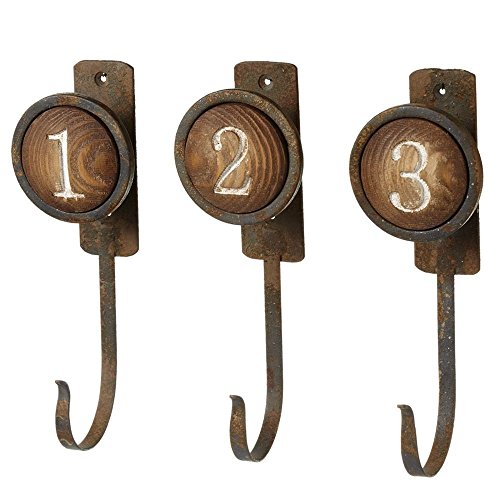 Ganz Round Number Wall Hooks 1 2 3 Set of 3 by Midwest-CBK