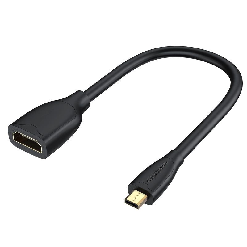 CableCreation Micro HDMI to HDMI Cable Male to Female with Ethernet Support 4K 60Hz 3D Compatible with Raspberry Pi 4, GoPro Hero, and Other Action Camera/Cam， 0.5ft
