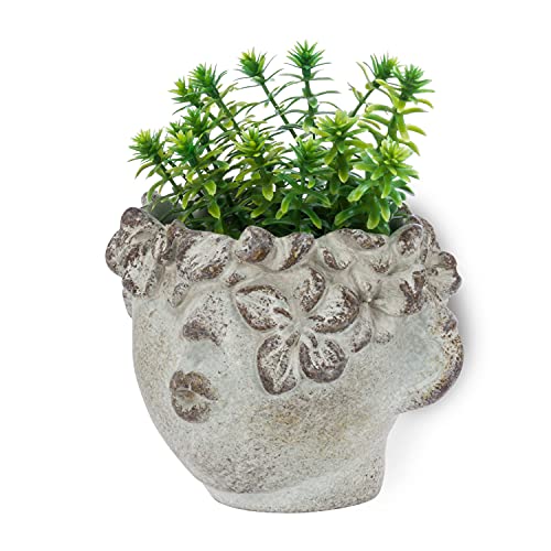 Abbott Collection  27-BACI-310-SM Small Kissing Face Wall Planter, Grey