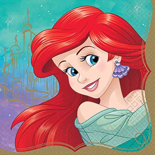 Amscan "Disney Princess" Ariel Luncheon Party Napkins, 6.5" x 6.5", 16 Ct.