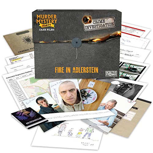 Murder Mystery Party Case Files: Fire in Adlerstein Unsolved Mystery Detective Case File Game Play Alone, w/ Friends, Family or for Couples Date Night Ages 14+ from University Games , Grey