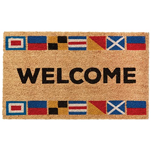 Larry Traverso Nautical Flags 100% Coir Doormat, 18 x 30 inches, Naturally Durable, PVC-Backing, Sustainable