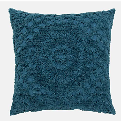 Better Trends Rio Collection is super soft and light weight in Floral Design 100 Percent Cotton Tufted Unique Luxurious Machine Washable Tumble Dry, Euro Sham, Teal